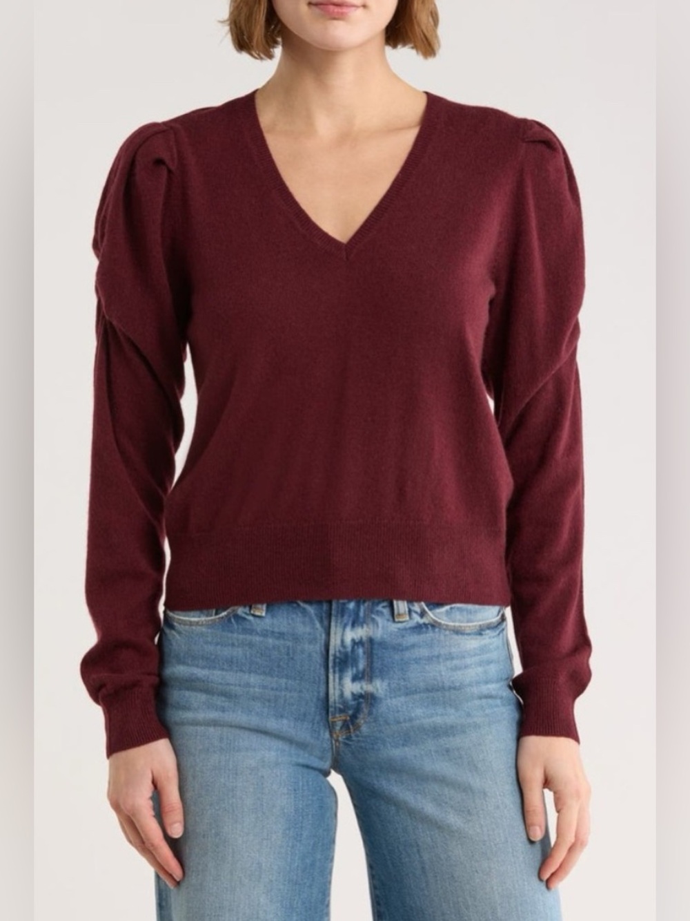 Frame Frankie Puff-Sleeve Wool- Cashmere Sweater Size XS